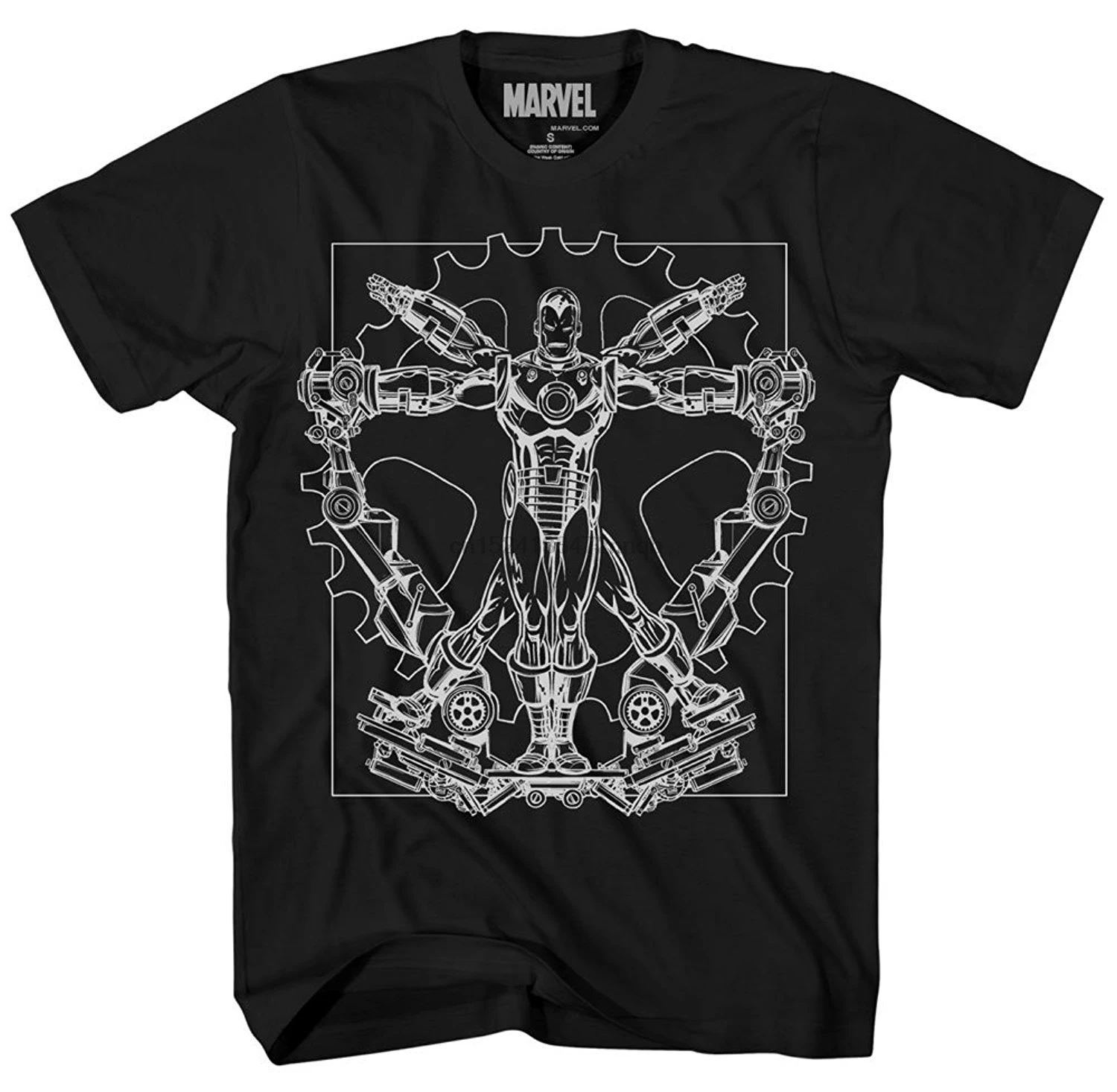 Человек паук Железный человек Vitruvian Мстители Leonardo Da Vinci футболка с логотипом