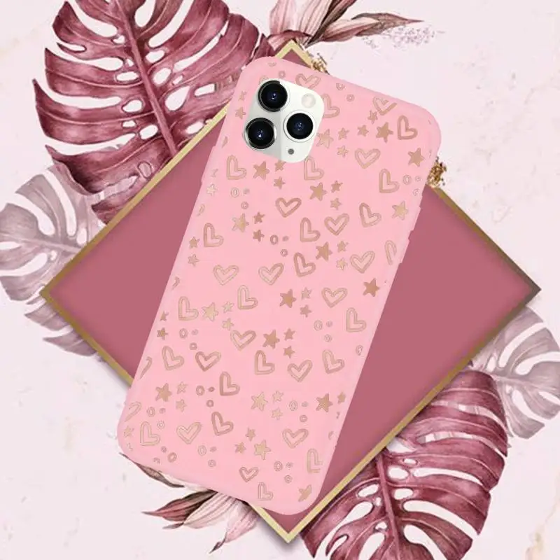 

Cute cartoon pink simple love Phone Case Candy Color for iPhone 11 12 mini pro XS MAX 8 7 6 6S Plus X SE 2020 XR