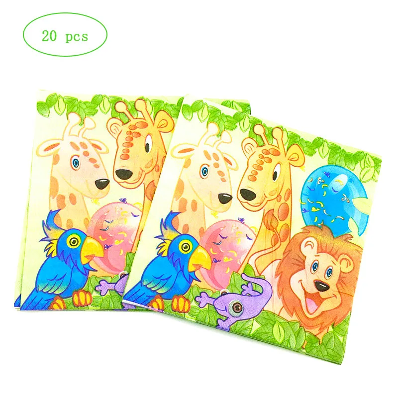 10pcs napkins Джунгли вечерние животные бумажные тарелки для дня рождения вечерние украшения для детей одноразовые столовая посуда все для праздника свадебные украшения - Цвет: 10pcs napkins