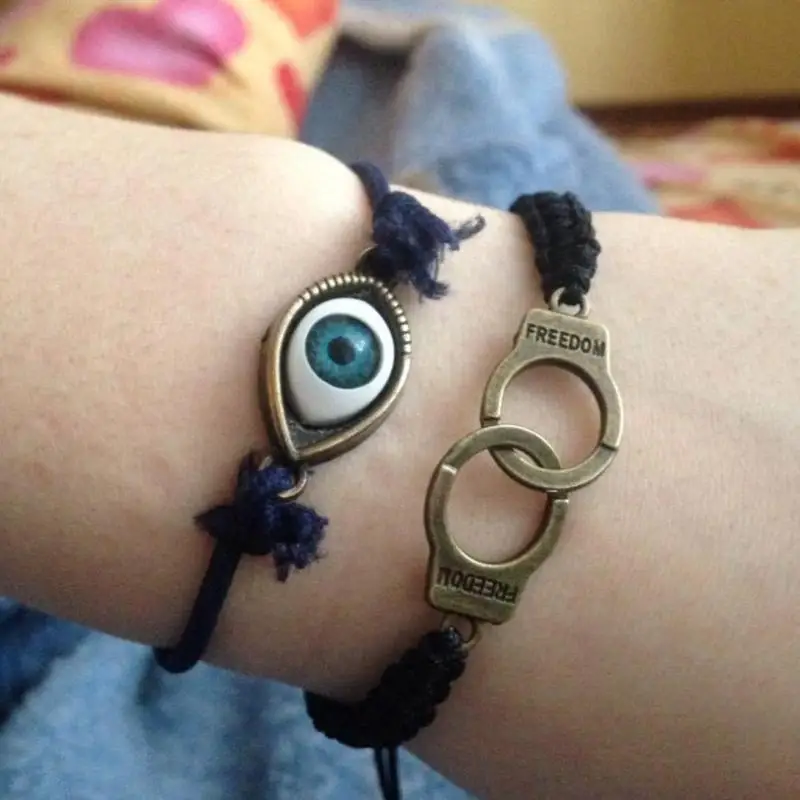 Подвеска наручники браслет для женщин винтажный регулируемый ручной работы