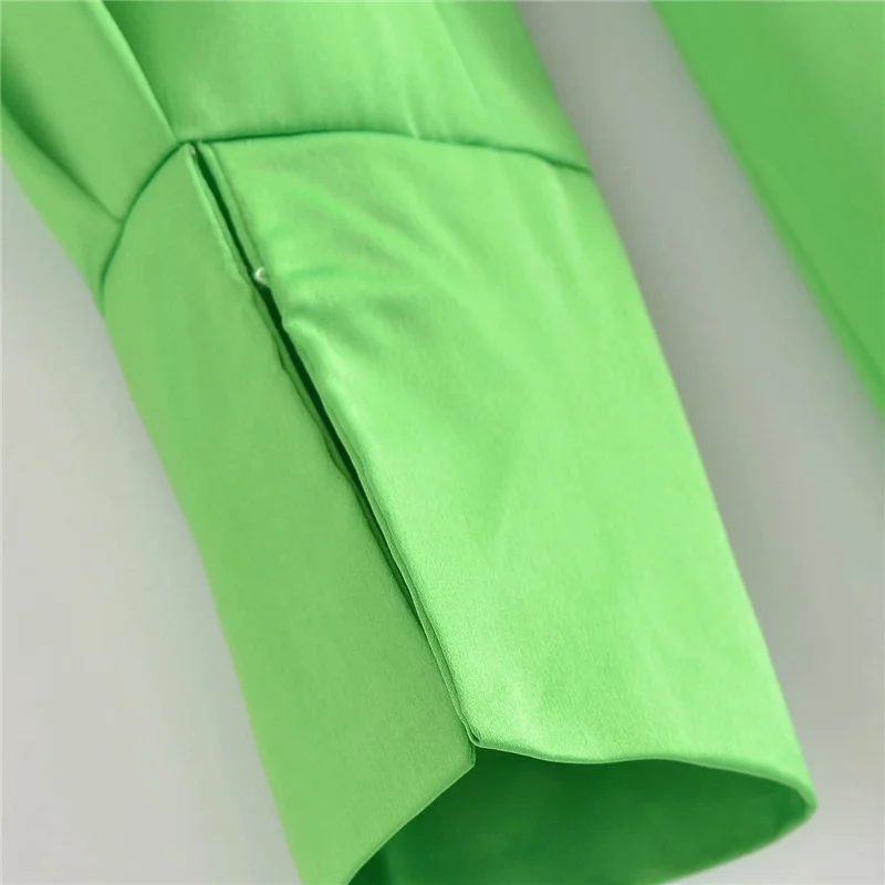 

Woman Elegant Green V Neck Shirt Mini Dress 2021 Spring Chic Female Shoulder Padded Short Dresses Ladies Solid Side Split Dress