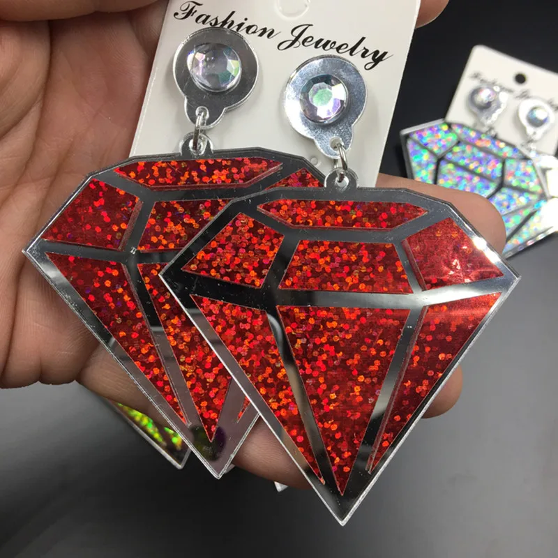 

New Acrylic Big Glitter Dangle Earrings Punk Geometric Long Drop Earrings For Women Girls Punk Night Club Party Jewelry Gifts