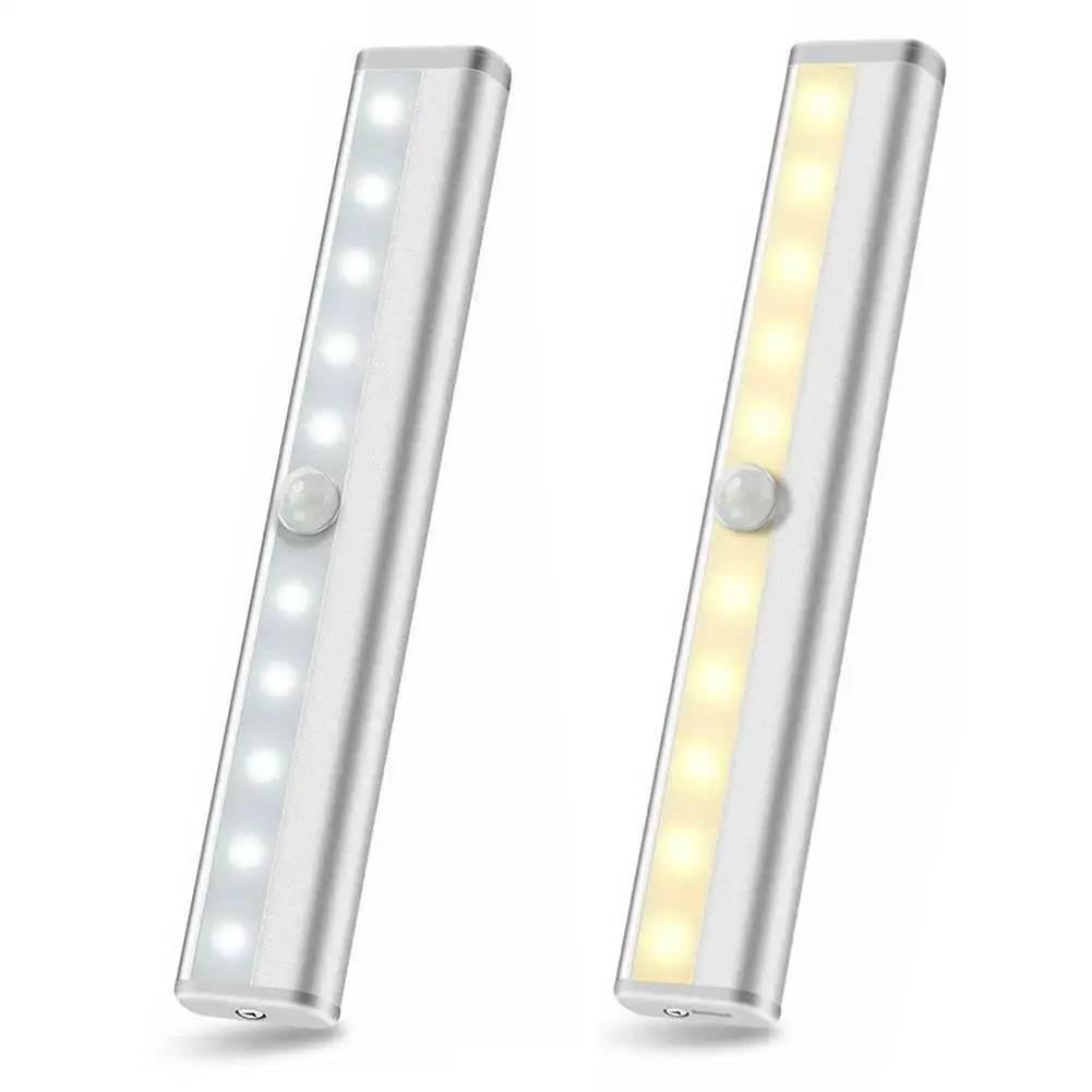 

10 LEDs Under Cabinet Night Light PIR Sensor Closet Light Kitchen Bedroom Lighting Wall Lamp With Magnetic Strip Home Lighting
