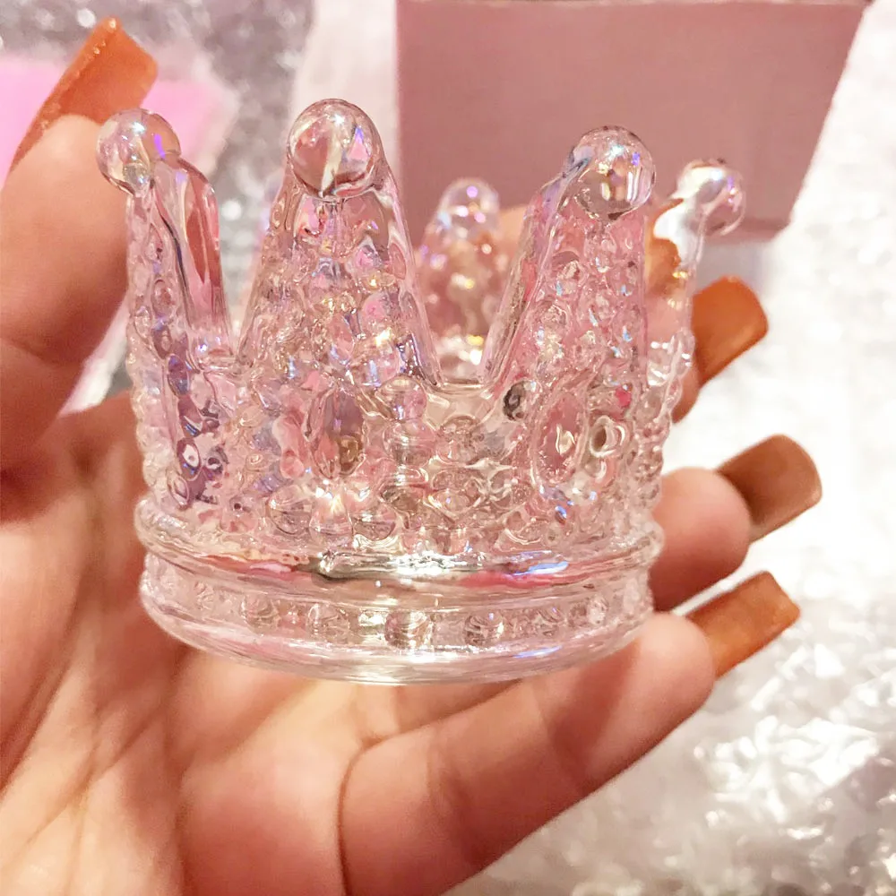 

1Pcs Nail Art Dappen Dish Crown Glass Nail Cup For Acrylic Liquid Powder Colorful Laser Crystal Bowl Nails Pen Brush Holder