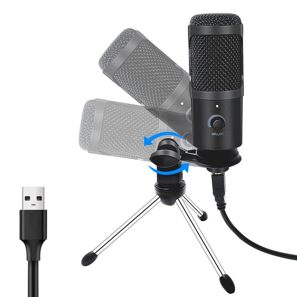 RK1 Record RGB Condenser Microphone for iPhone Android Laptop Computer Professional USB Mic with Earphone Game Live PK BM800 | Электроника