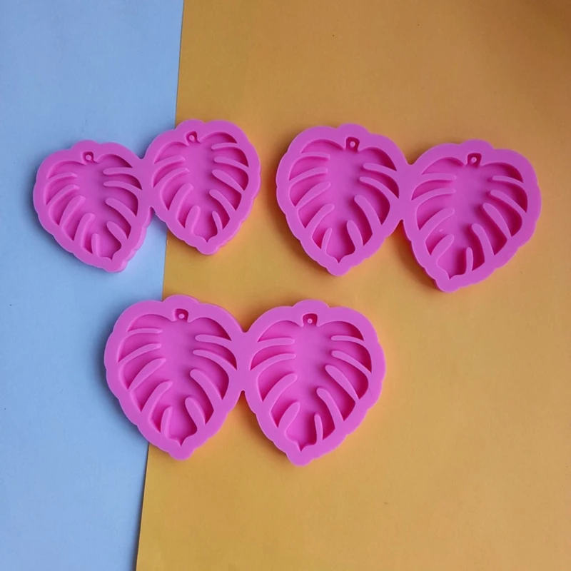 

T8DE 3 Pcs Leaves Earrings Epoxy Resin Mold Ear Studs Necklace Silicone Mould DIY Crafts Jewelry Pendants Casting Tools