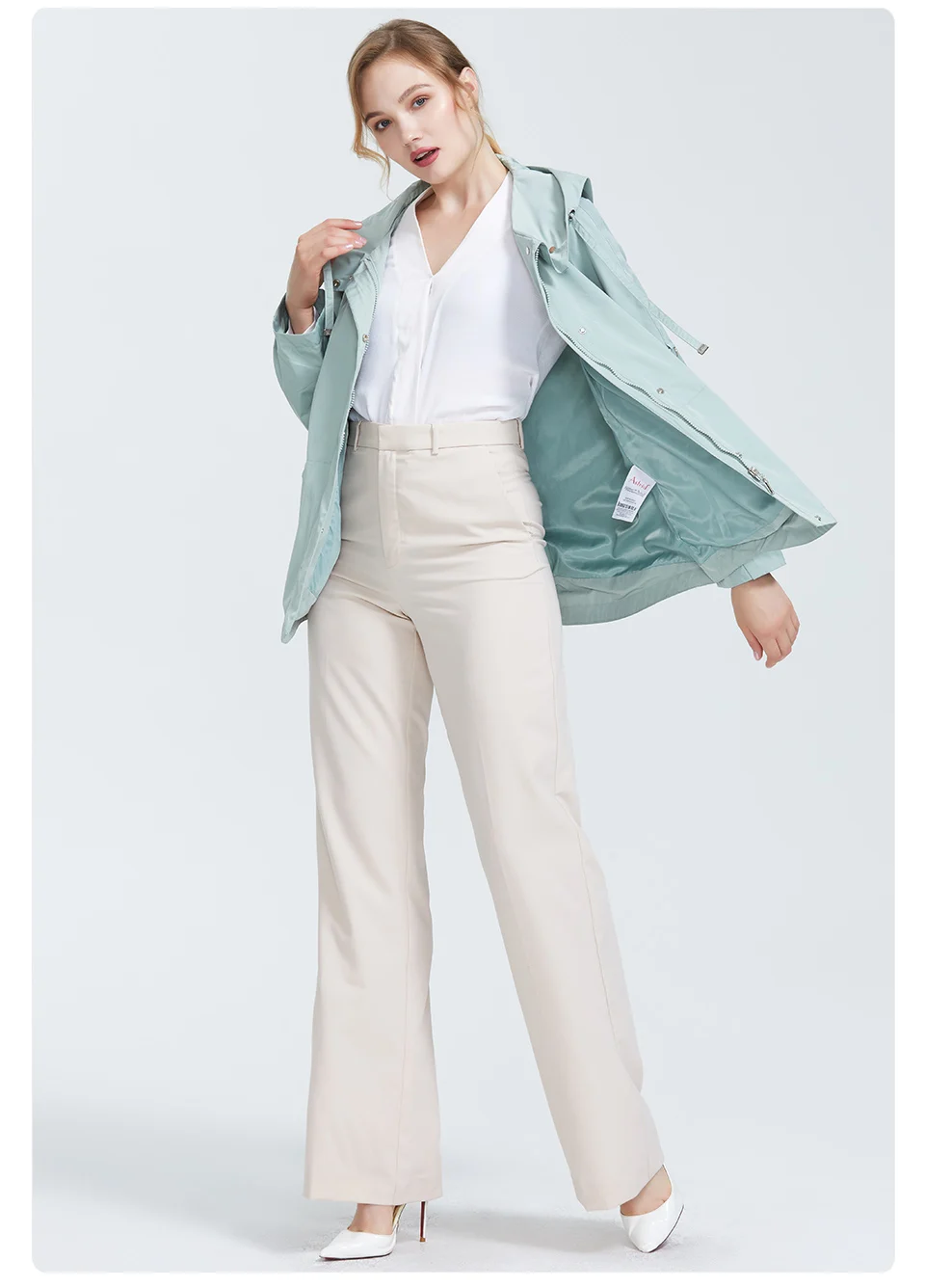 Trench Coat spring autumn coat women Hooded Solid color short coat trench big coat for women High Quality new style AS-9045