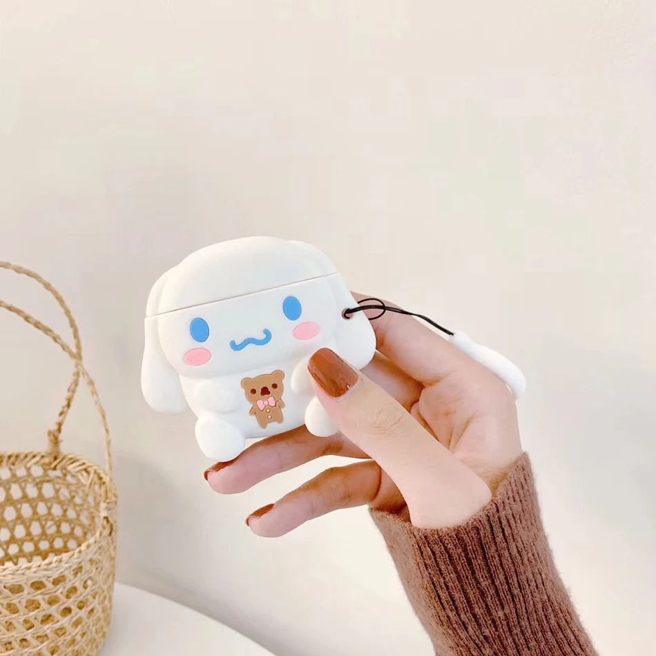 Cinnamoroll Для AirPods случае 3D мультяшный наушник чехол для Apple Airpods 2 забавные интимные аксессуары защитную крышку с палец кольцо ремень - Цвет: Cinnamoroll
