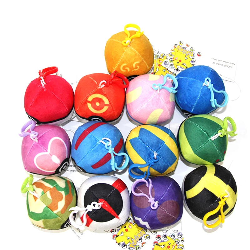

13Pcs Takara Tomy Pokemon Animals Ball Cute Pikachu Balll Plush Doll Keychain Bag Keys Pendant Stuffed Doll Toys Kids