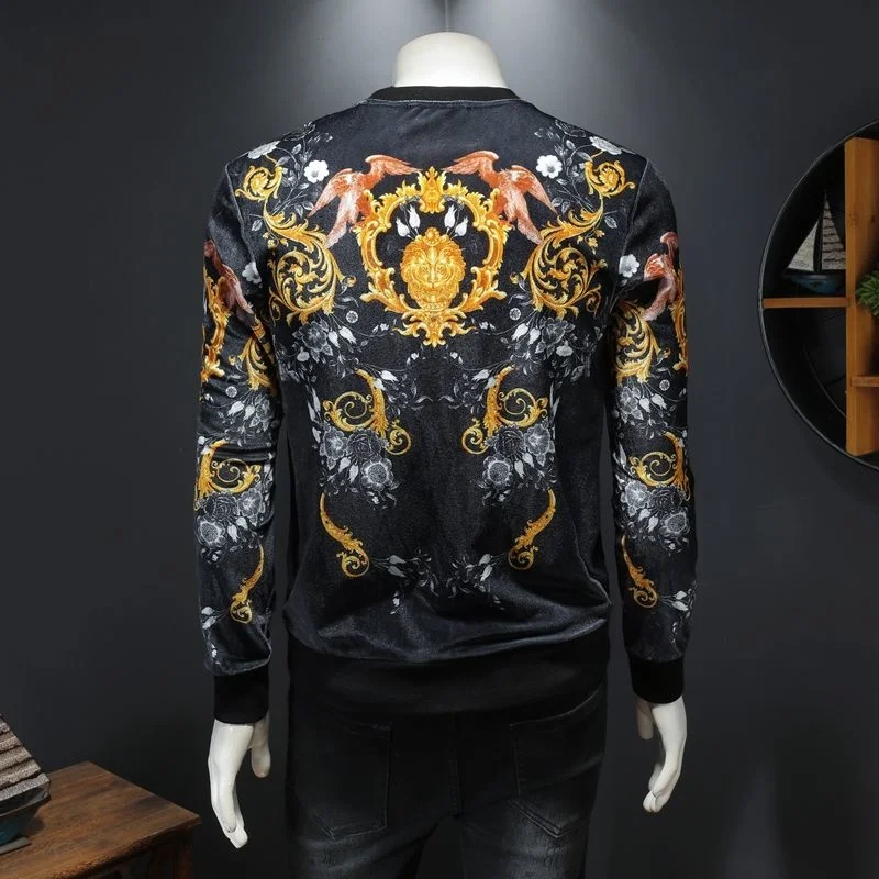 Толстовка мужская корейский черный золотой Дворцовый с принтом | Толстовки и