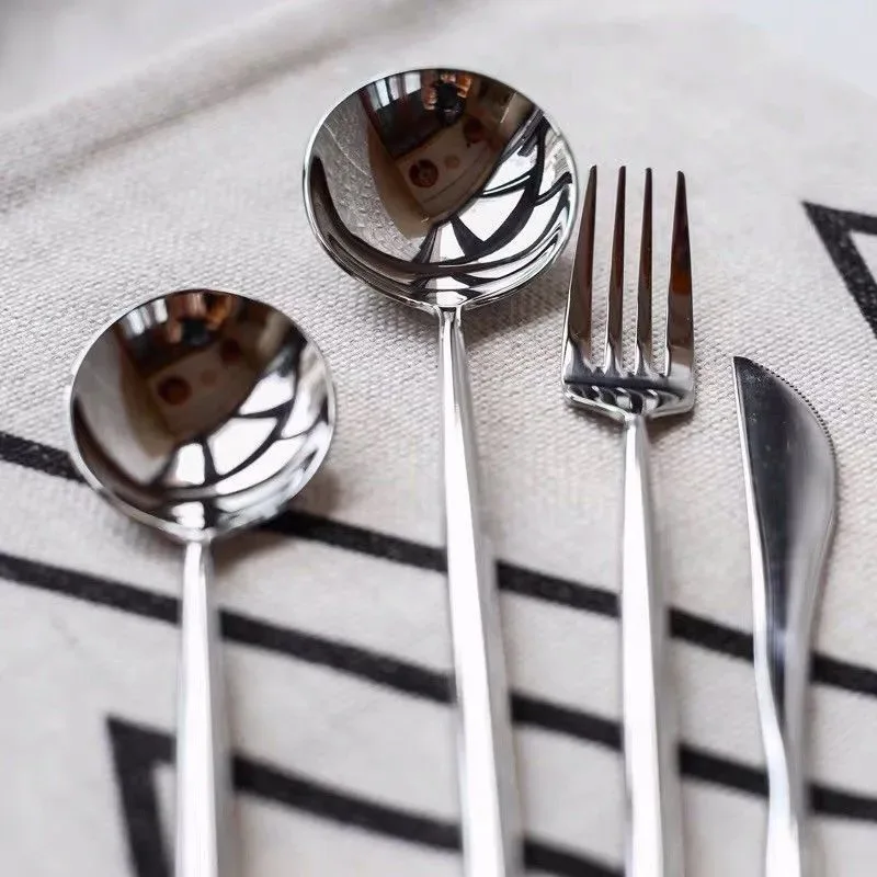 

Gold Dinnerware Set Mirror Stainless Steel Tableware Set Sharp Knife Fork Coffee Spoon Flatware Set Dishwasher Safe Cutlery Set