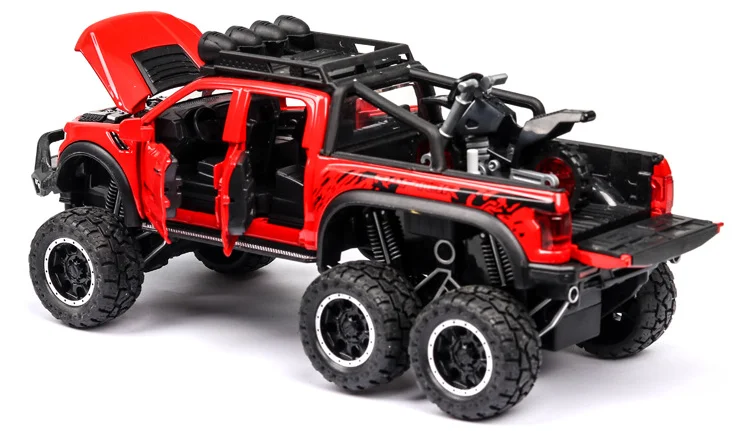Модель автомобиля Ford Raptor F150 с большими колесами литая модель со звуком