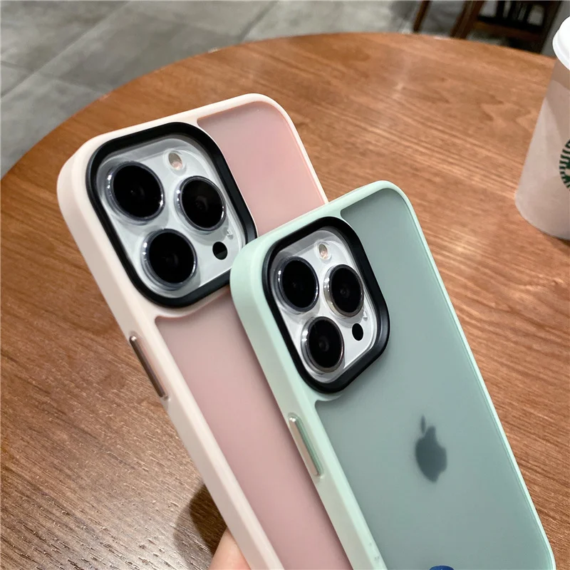 Матовый двухцветный бампер для iPhone 13 Pro Max прозрачный чехол 11 12 противоударные