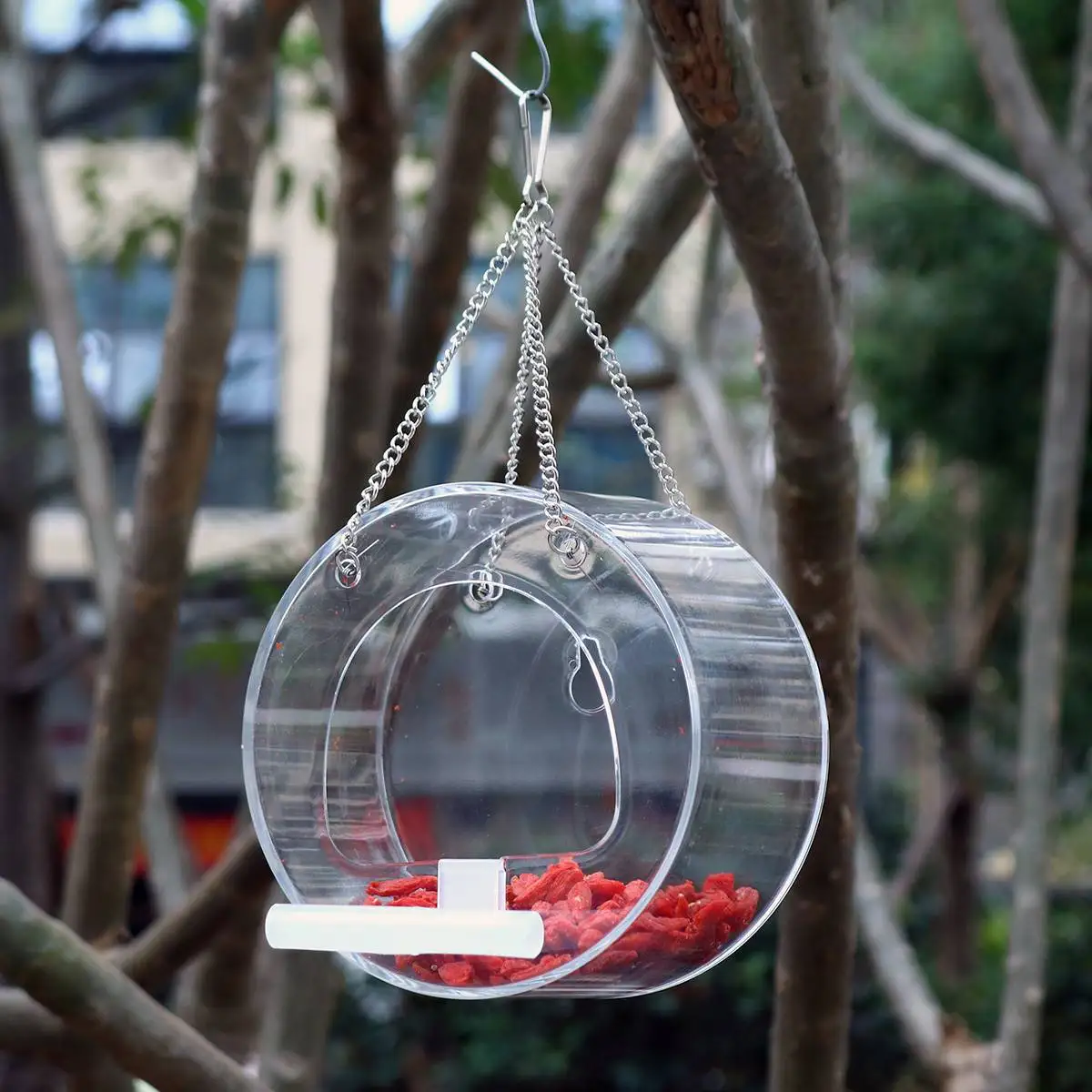 Акриловая кормушка для птиц прозрачная Водонепроницаемая круглая коробка еды