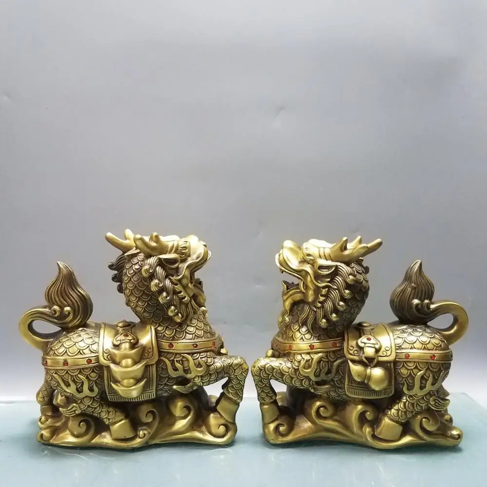 

Свадебные украшения Лаки Китай Seikos красная бронза Ruyi статуя Kirin вырезка Жуи Единорог ногу на Xiangyun Town дом