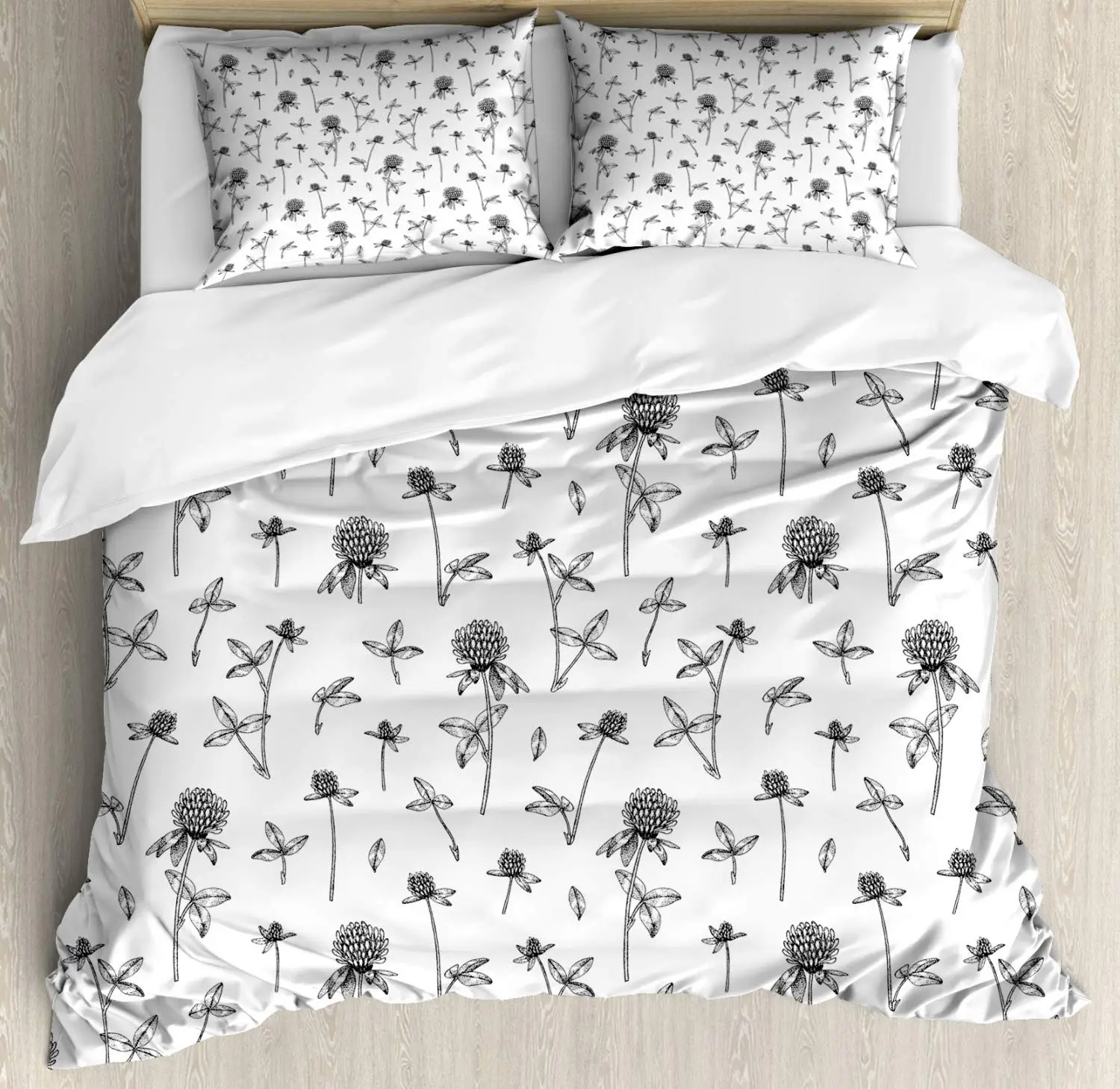 Комплект постельного белья из 3 предметов с цветочным рисунком пододеяльником и