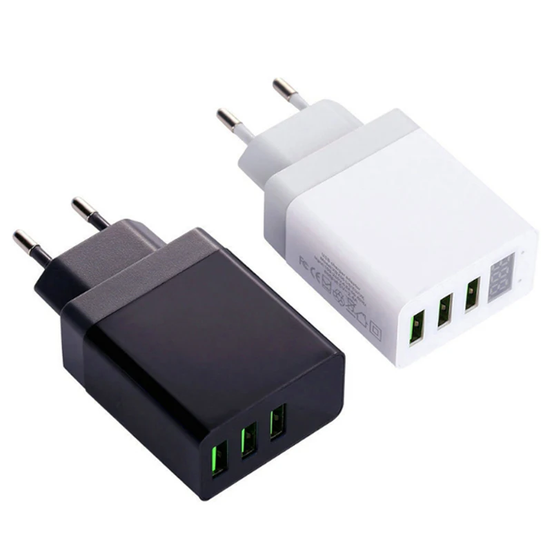 Светодиодный дисплей EU US 3 порта USB зарядное устройство 3 А USB ЗУ для мобильного телефона Быстрая зарядка настенное зарядное устройство для samsung S8 Xiaomi 9