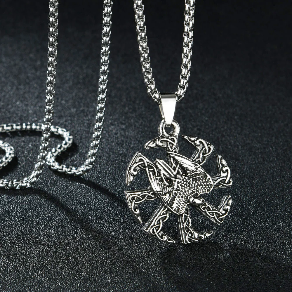 

Silver Color Round Eagle Pattern Stainless Steel Men Women Necklace Long Chain Fashion High Quality Male Jewelry Gift Wholesale