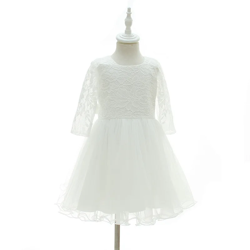 Белое платье для девочек на день рождения с коротким рукавом и цветочным