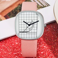 fashion ladies watch for women pink leather band quartz watches 2021 simple lattice pattern wristwatch clock relogio feminino