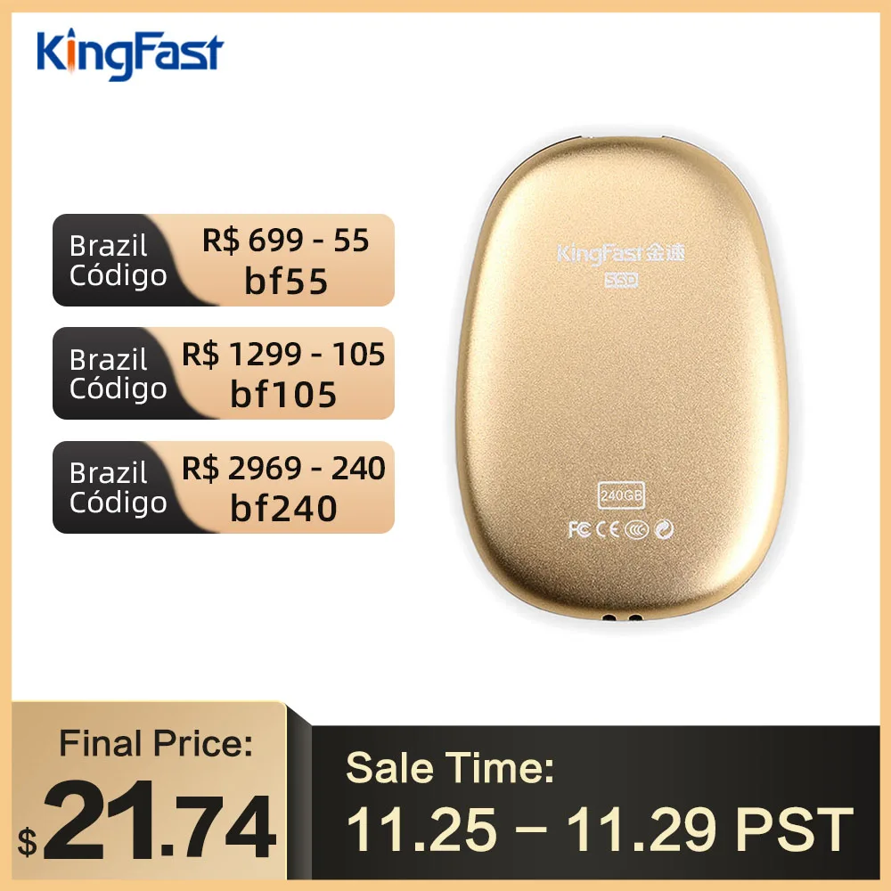 KingFast внешний SSD 120 ГБ 240 ГБ 480 ГБ Портативный SSD Внешний жесткий диск USB 3.0 Type C внешний твердотельный накопитель для ноутбука