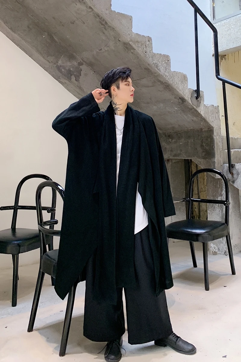 

S-XL!Dark casual solid color V-neck wool lazy drape loose neckline knotted cardigan.