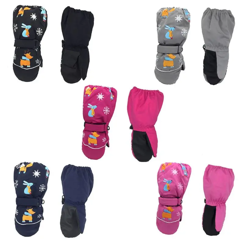Зимние новые Детские утепленные лыжные перчатки с мультяшным принтом оленя