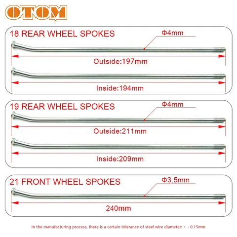 OTOM мотоциклетные 36 шт., комплект спиц 21 дюйм, передние 18 дюйм, 19 дюймов, Задние колесные, для велосипеда, эндуро, стандартная сталь, зеркальная шляпа для HONDA CRF