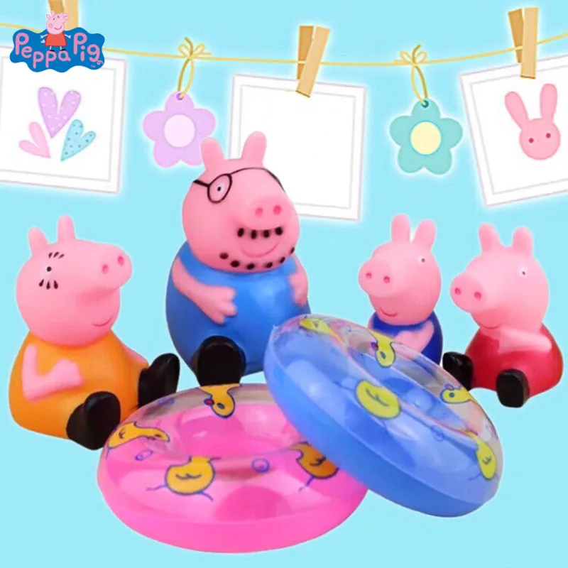Peppa Pig Детская игрушка для ванны сжимающая звучащая поросенок семья с