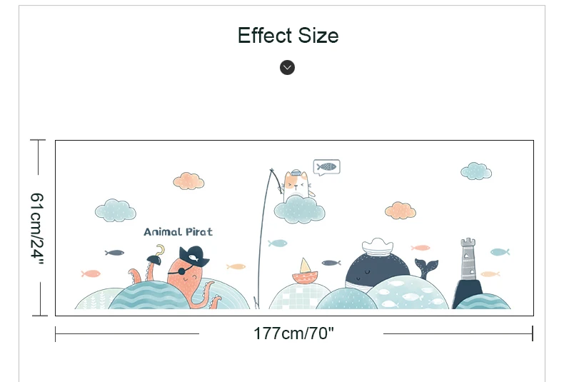 Мультяшные животные пиратские наклейки на стену для детской комнаты съемные