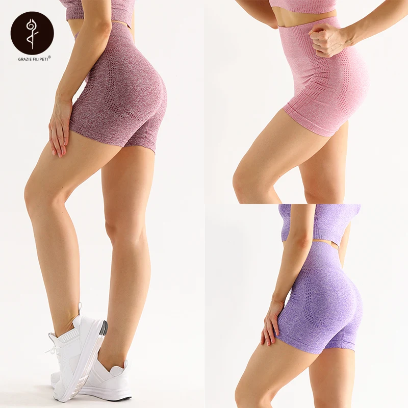

GRAZIE FILIPETI High Quality Women Yoga Summer Shorts Workout Fitness Running Stretch Leggings Seamless High Waist Sexy Shorts