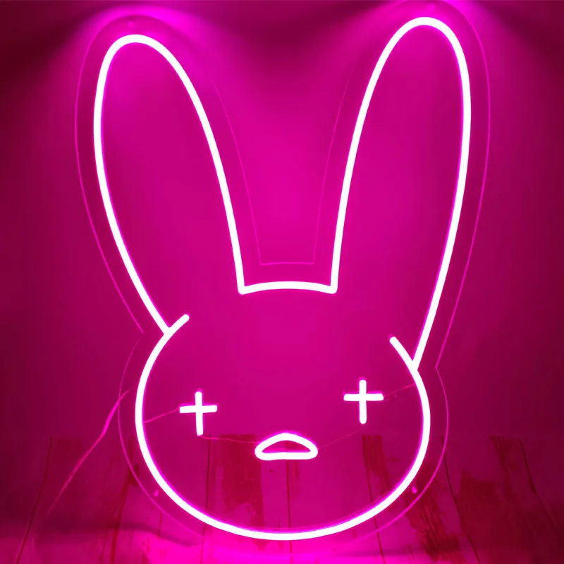 

Led Aesthetic Cute Bad Bunny Neon Flex Light Sign For Home Room Wall Decor Kawaii Anime Bedroom Decoration Mural Outdoor