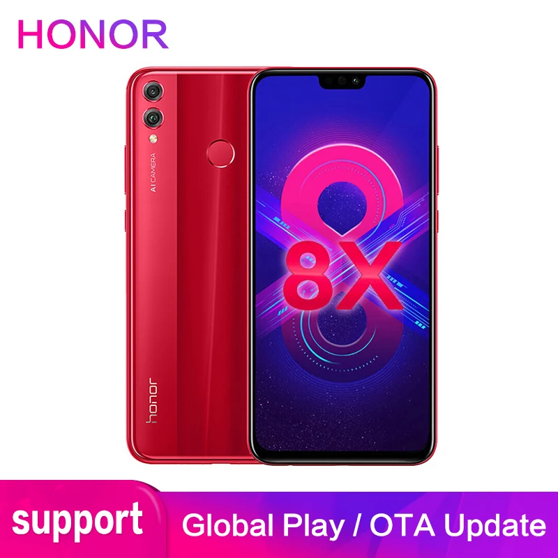 Honor 8X поддержка глобальной ПЗУ Google store OTA 4 Гб 64 6 5 дюймов экран 20 МП Две камеры