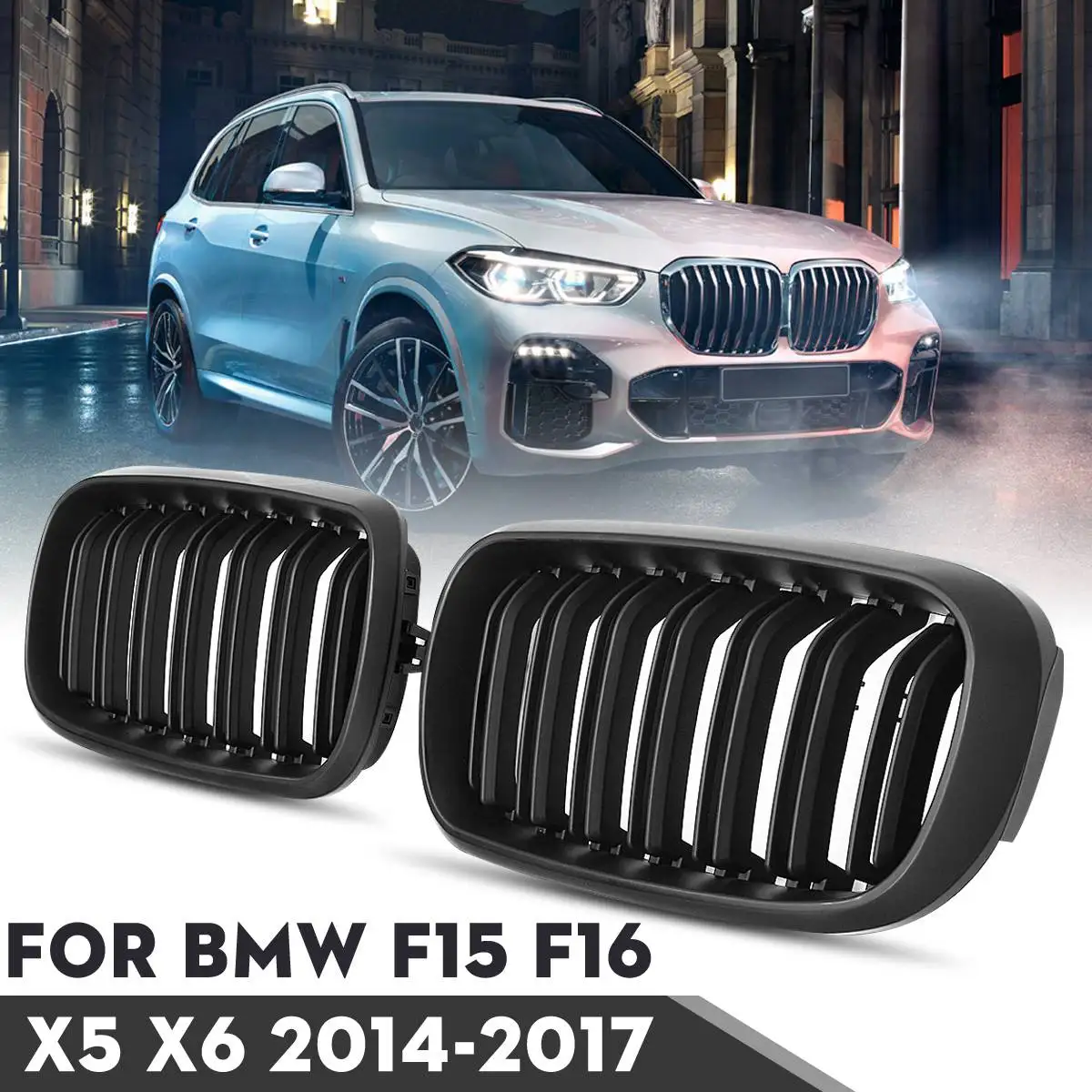 Передний бампер решетка для BMW F15 F16 X5 X6 2014 2015 2016 2017 глянцевый матовый черный