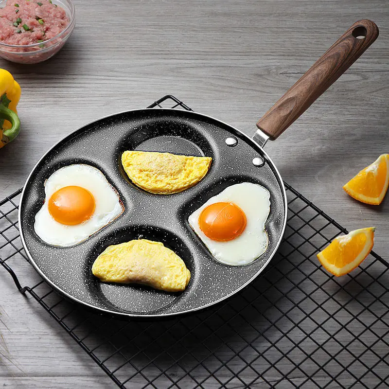 

Breakfast Maker Cookware Non Stick Wok Four-hole Frying Pan Thickened Omelet Pan Nonstick Egg Pancake Steak Pan Cooking Egg Pans