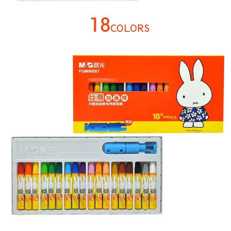 18colors Карандаш M& G Miffy. Картина маслом палочка. Детские художественные кисти. Изобразительное искусство, обучение, живопись. 12/18/24/36 шт/партия. FGM90056/7/8/9 - Цвет: 18colors