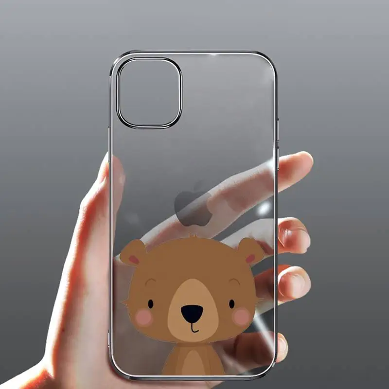 

Cartoon cute lovely Bear Phone Case Transparent for iPhone Samsung 11 12 6 7 8 9 30 Pro X Max XR Plus lite
