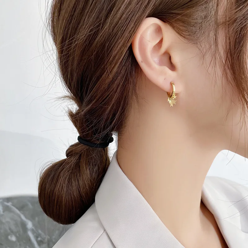 

ORYANA 925 Sterling Silver Tassel Star Huggie Hoop Earring for Women Drop Dangle Earring Minimalist Fine Jewelry