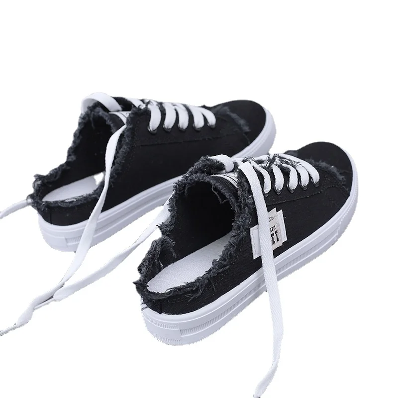 

New 2021 Spring Summer Women Canvas Shoes flat sneakers women casual shoes low upper lace up white shoes