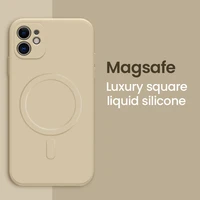 magnetic original magsafe wireless charging shockproof liquid silicone phone case for iphone 12 pro max mini cover fundas coque