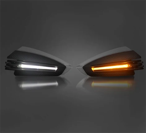 White Light Пара мотоциклетных рукавиц 22 мм 7/8 ''Янтарный светодиодный указатель поворота защита от падения для рук черный карбон для Ducati Honda Yamaha KTM - Цвет: White Light