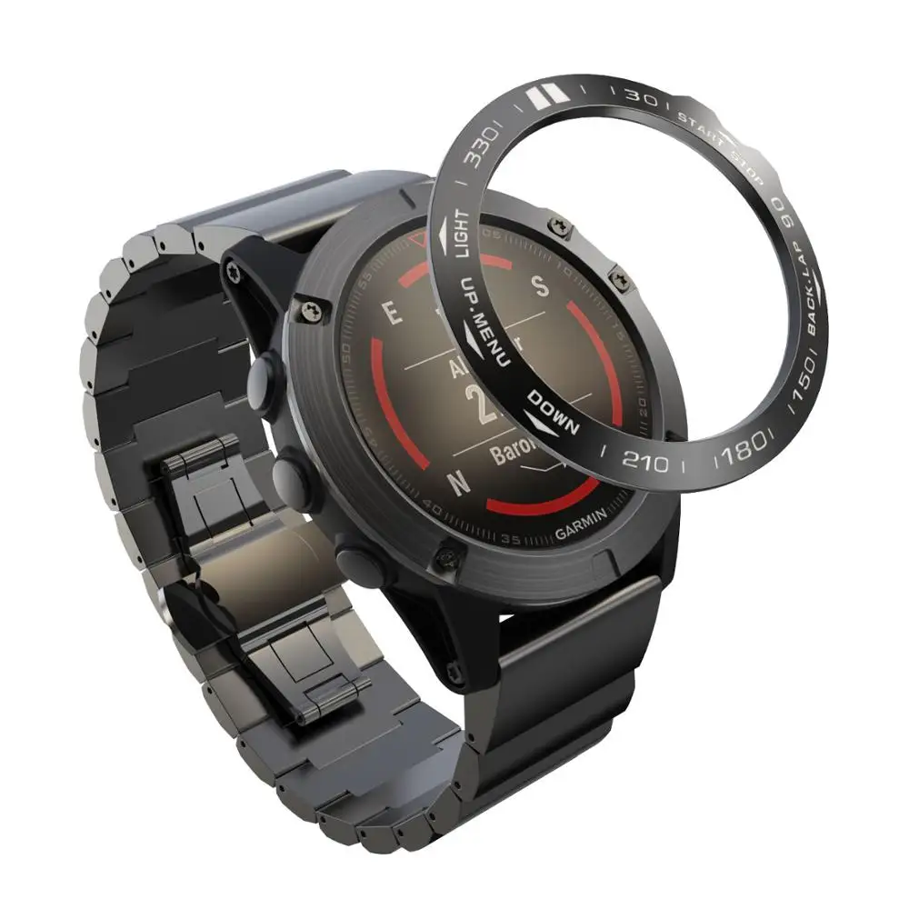 Стальной защитный чехол безель с кольцом для Garmin Fenix 5 / 5X plus клейкая металлическая