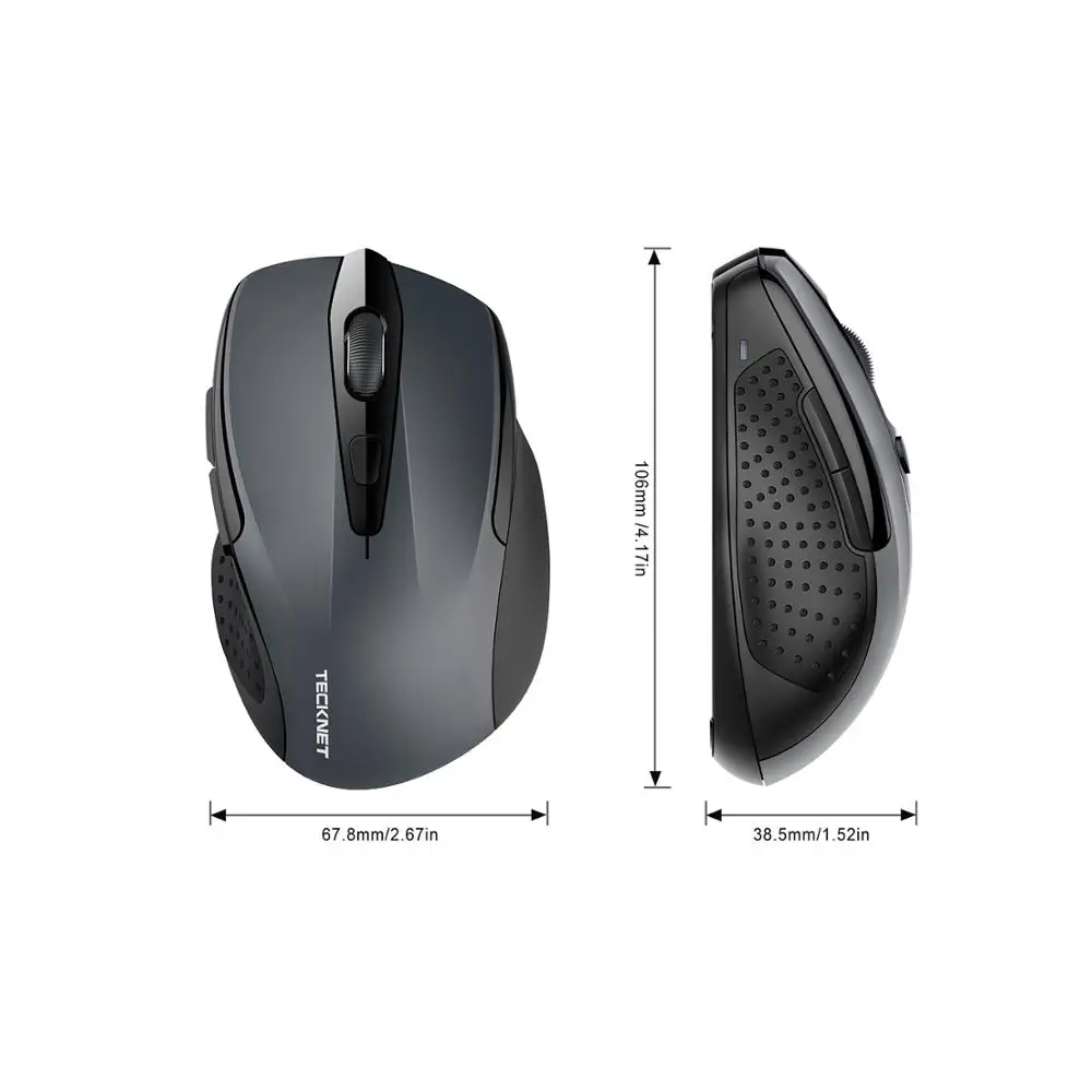 TeckNet беспроводная мышь компьютерная Bluetooth мышь PC Mause 6 кнопок 2600 dpi эргономичная мышь 2,4 ГГц USB оптическая мышь