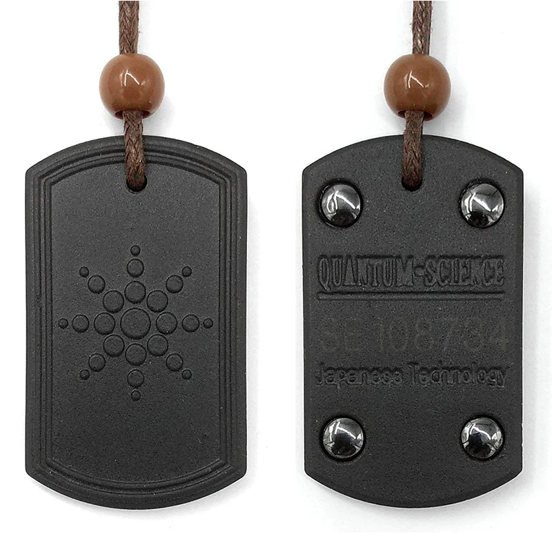 

50pcs/lot Square Diamond Necklace Scalar Energy Pendant with Negative Ion Energy Pendant Black Lava Stone