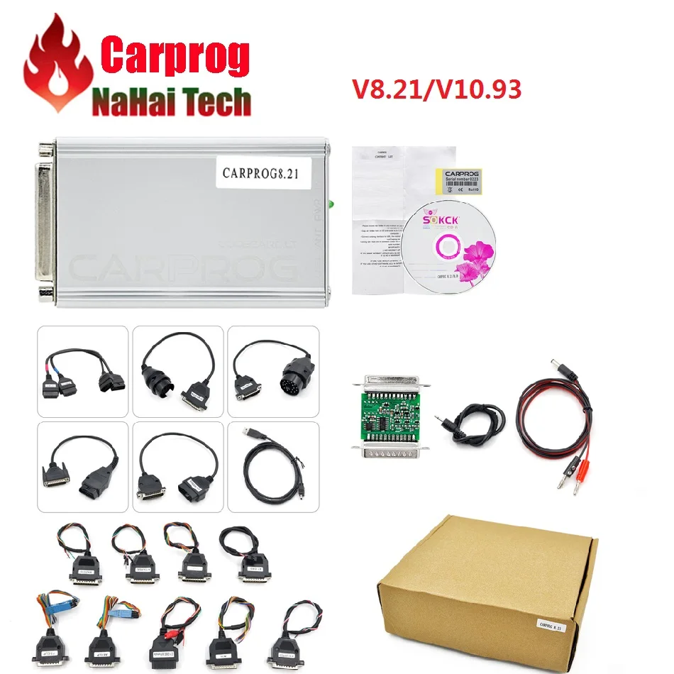 Горячая Распродажа Carprog V8.21 V10.93 Полный автомобильный адаптер прог 8 21 с ключом
