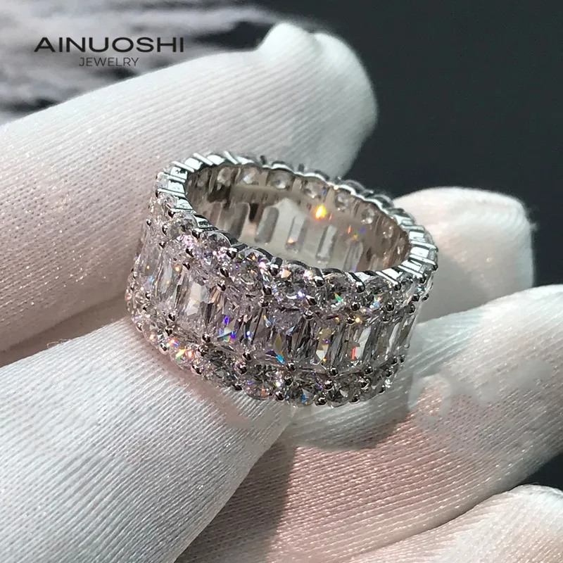 

AINUOSHI Radiant & Round Cut Multi Wedding Band Eternity For Women 925 Sterling Silver Anniversary Rings