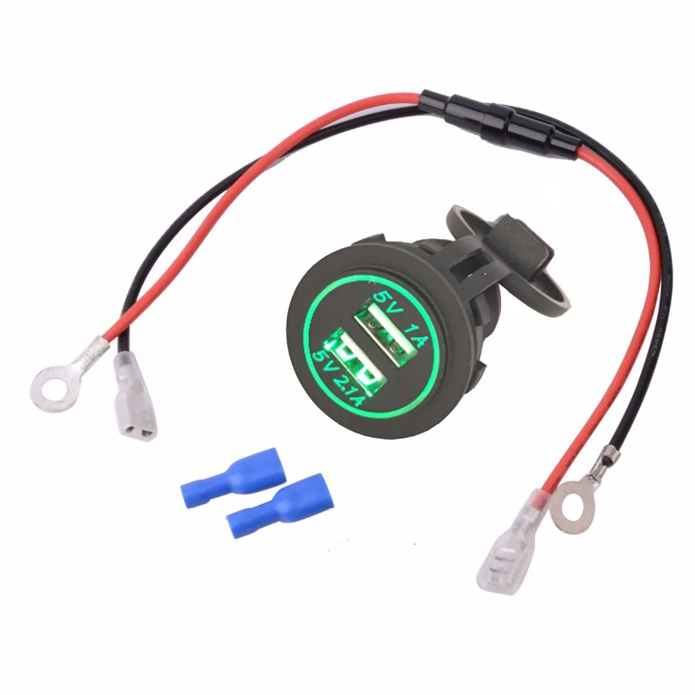 DIY водонепроницаемый двойной USB Автомобильное зарядное устройство адаптер 2.1A 1A