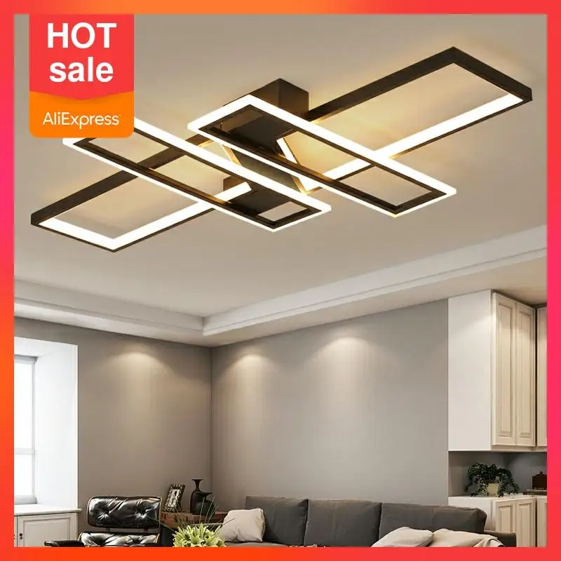 Современная светодиодная люстра черная прямоугольная акриловая потолочная