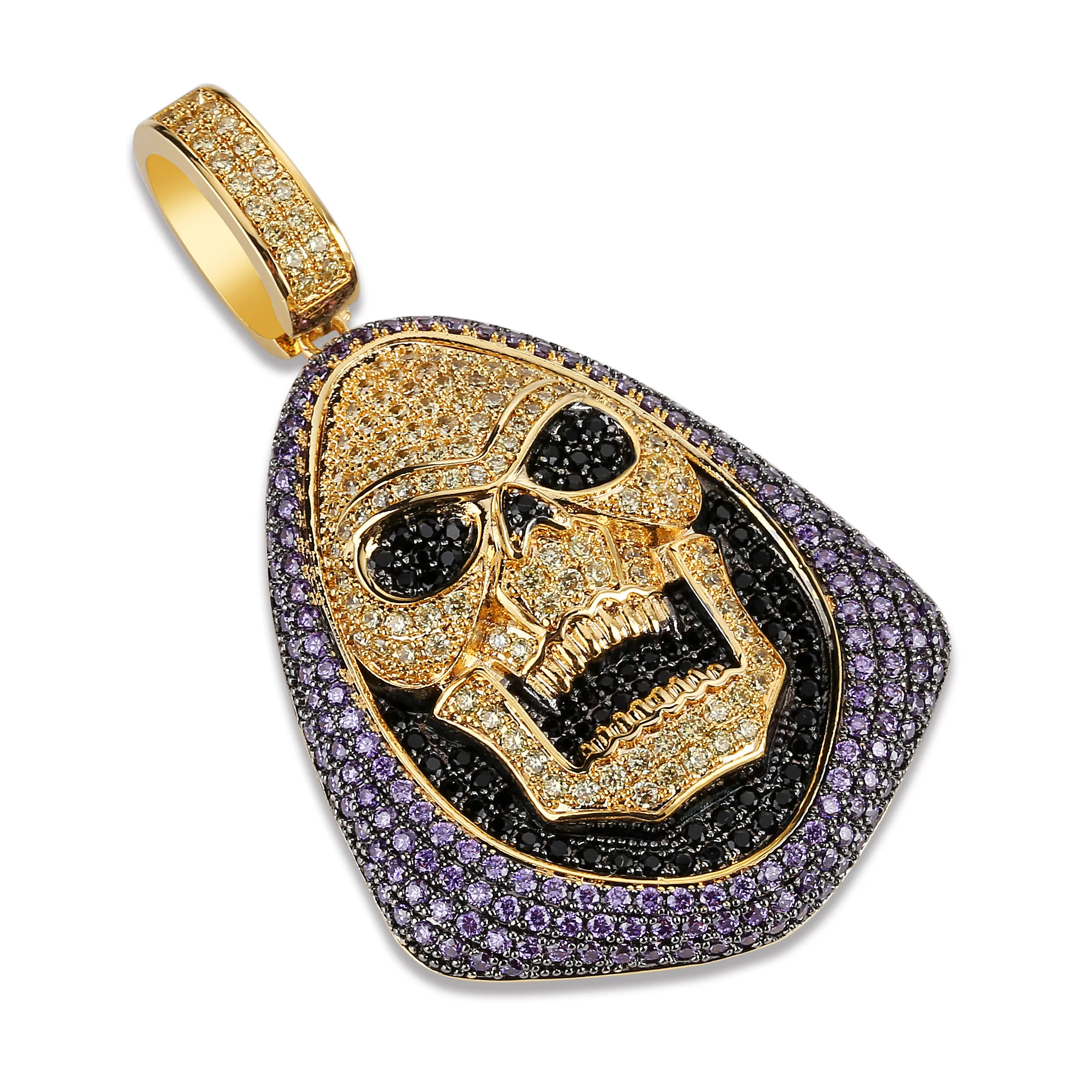 Новая мода Iced Out Skeletor ожерелье с теннисной цепочкой медь хип хоп золотой