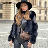 faux fox fur coat women 2021 autumn winter thick warm slim locomotive pu leather jackets female casual vintage outwear clothes